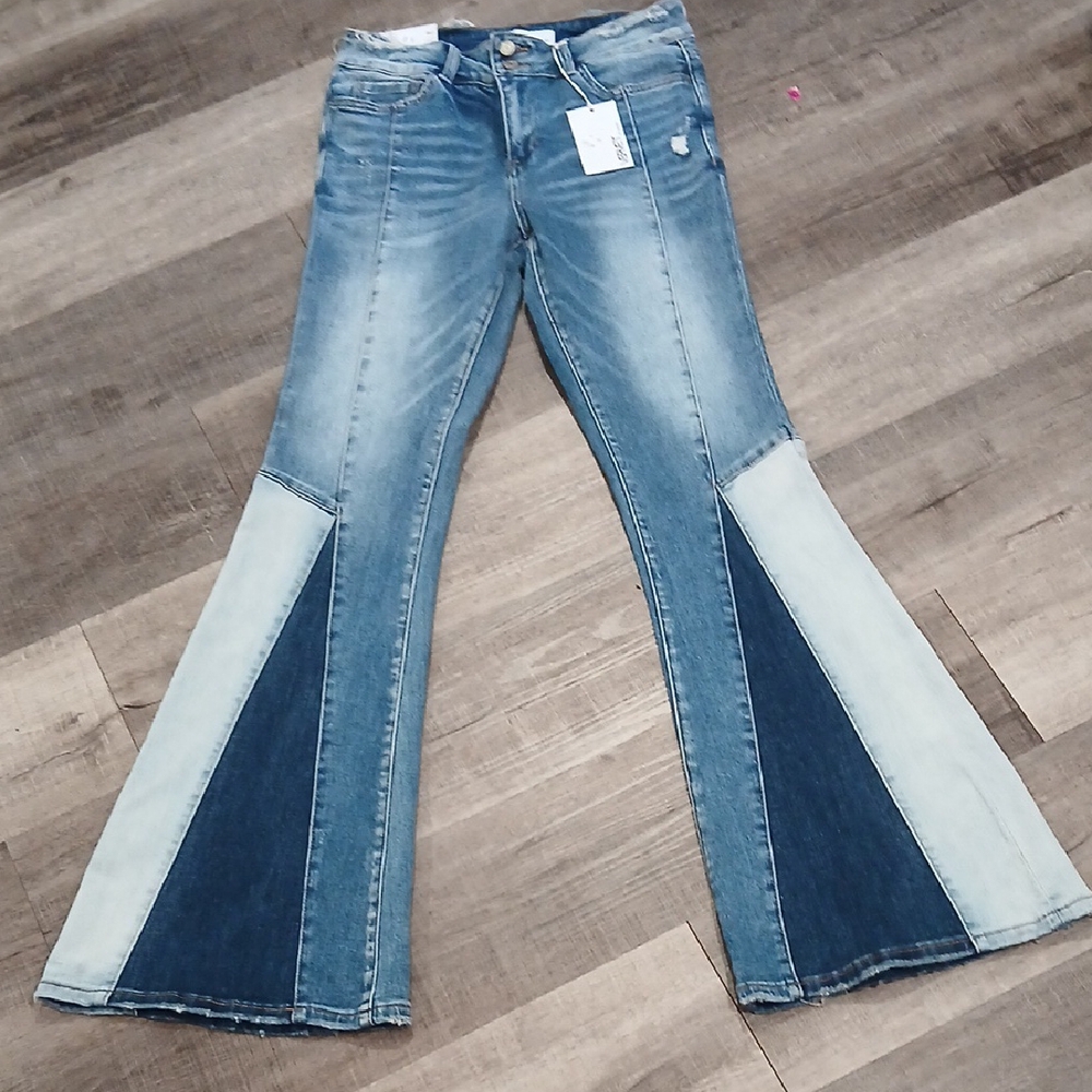 Velvet Women's Flare Jeans - Light and Dark Blue